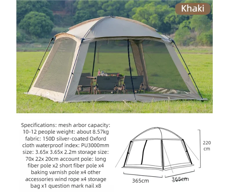 Outdoor Camping Mosquito Nets Tents – Sunshade Canopy for 6-15 Persons image 7