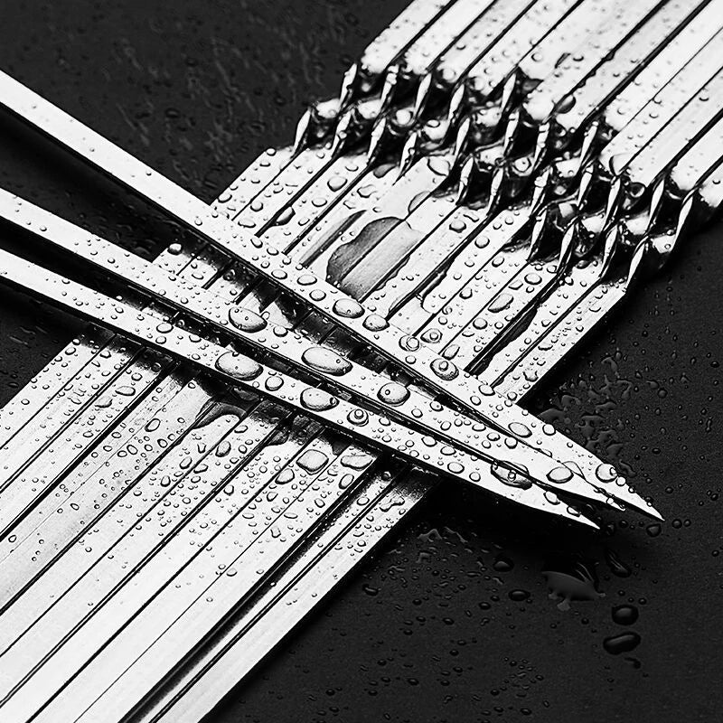 Durable and Reusable Stainless Steel BBQ Skewers for Outdoor Cooking image 3