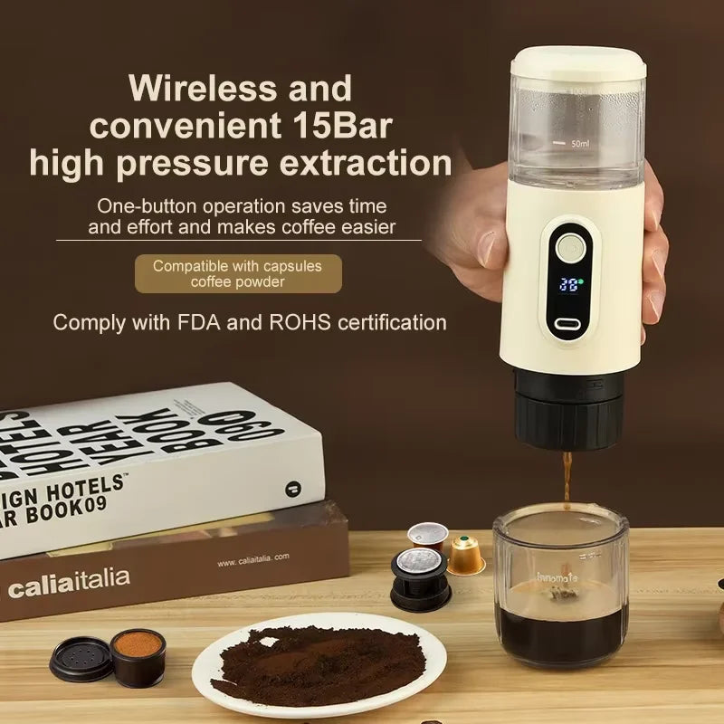 Wireless Electric Portable Espresso Coffee Machine – 3-in-1 Travel Coffee Maker image 0