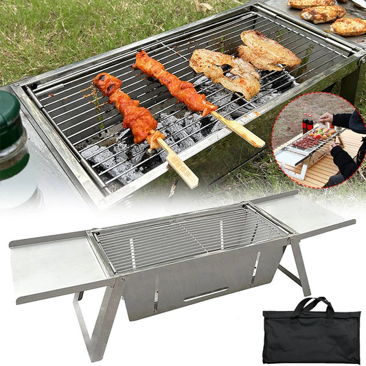 Stainless Steel Folding Barbecue Grill – Portable &amp; Smokeless Outdoor Cooking image 1