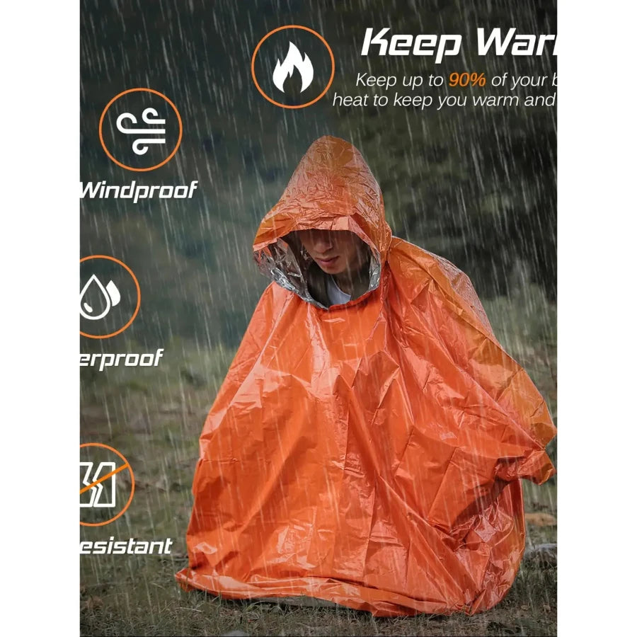 Emergency Rain Poncho Thermal Blanket – Essential Survival Gear image 0