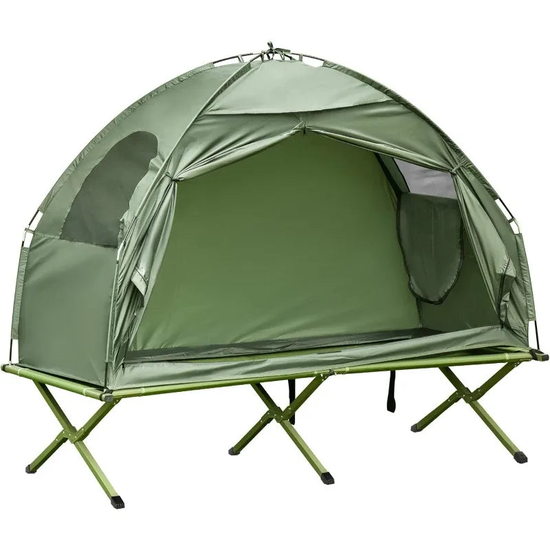 Outsunny Camping Tent Cot – Single Person Off-Ground Shelter Combo image 0