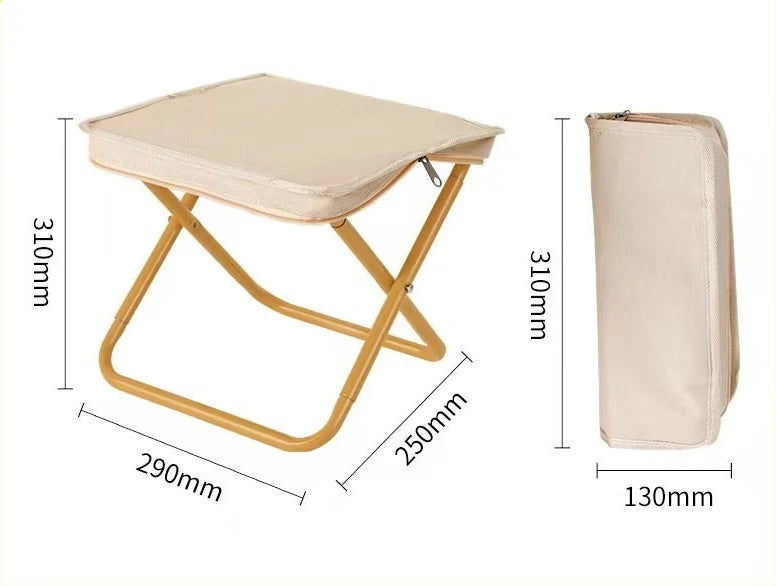 Foldable Backpack Stool – Portable Camping Chair for Outdoor Adventures - Beige L No Strap image