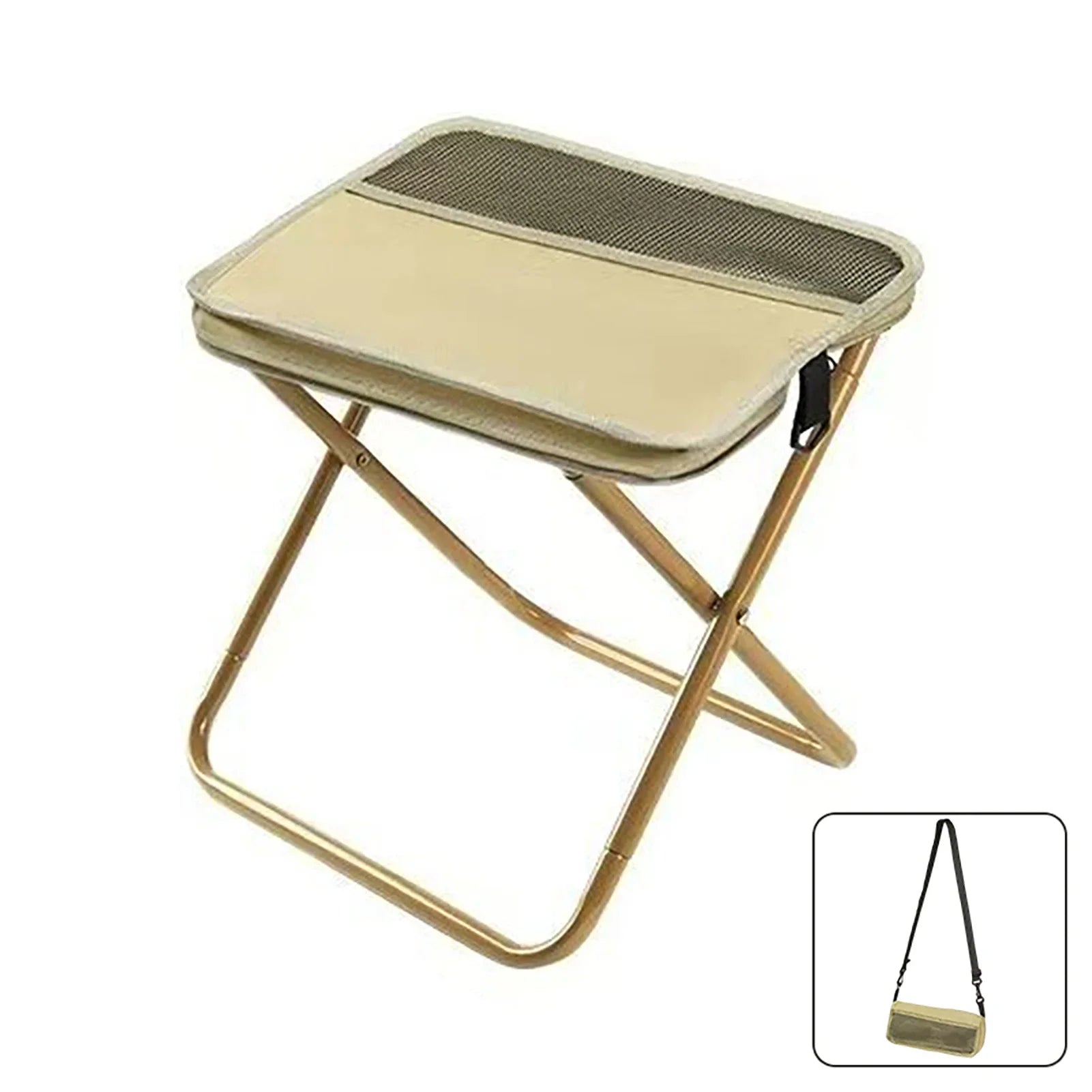 Foldable Backpack Stool – Portable Camping Chair for Outdoor Adventures - Beige S image