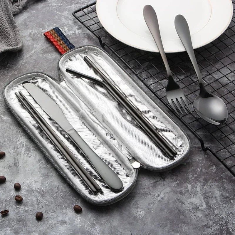 Travel-Friendly Reusable Tableware Set – Portable Stainless Steel Cutlery image 3
