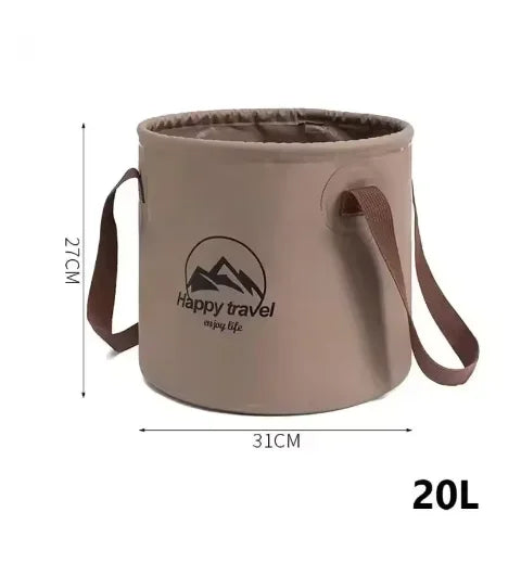 Portable Foldable Buckets – Versatile Water Containers for Outdoor Adventures - 20L khaki image