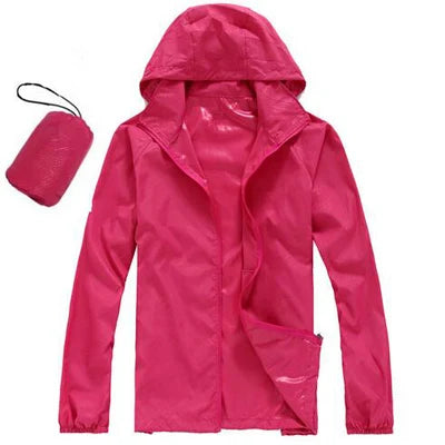 DIMUSI Men's &amp; Women's Quick Dry UV Protection Windbreaker Jacket - Rose, XS（old） image
