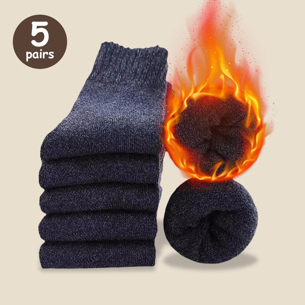 Cozy Comfort: Thick Woolen Socks for Men – Perfect for Autumn &amp; Winter - 5 Pairs  KZ049-2 image