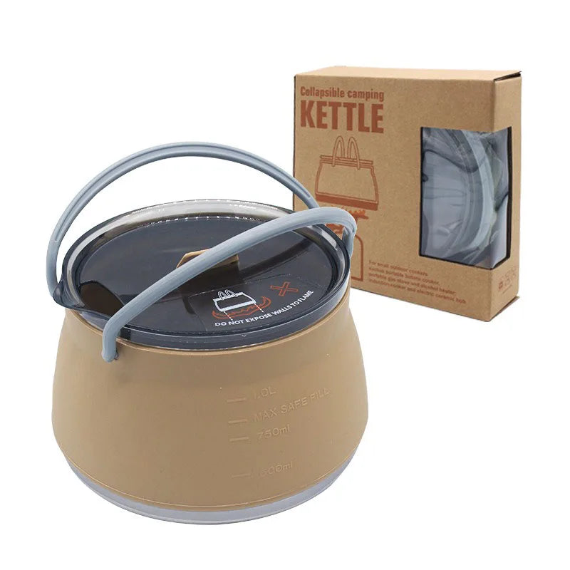 Collapsible Water Bottle Canteen – Perfect for Biking, Hiking &amp; Travel - Beige image