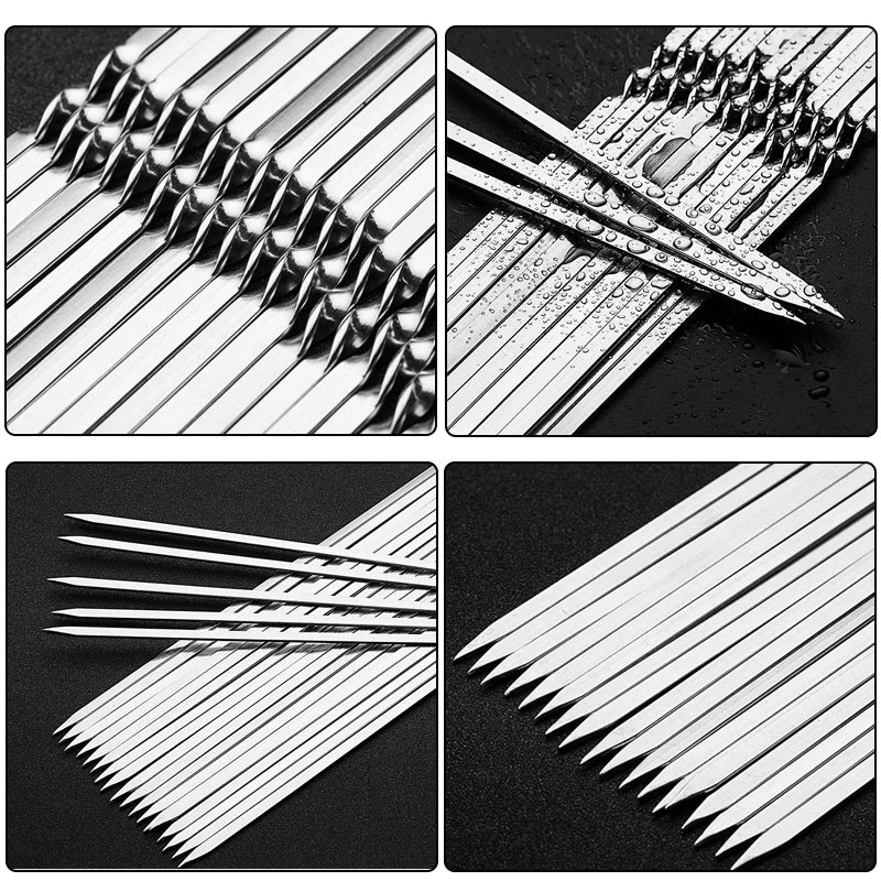 Durable and Reusable Stainless Steel BBQ Skewers for Outdoor Cooking image 4
