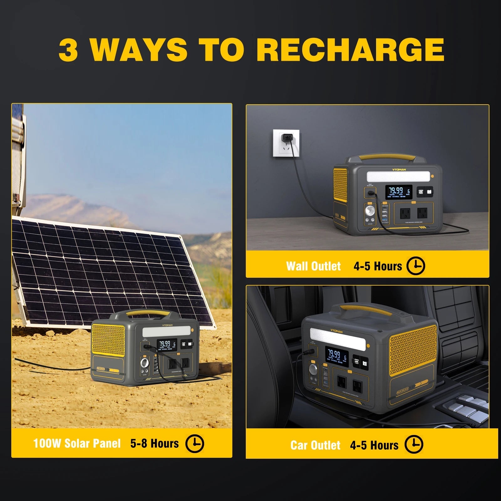 VTOMAN JUMP600X Portable Power Station with 110W Solar Panel – Ultimate Camping Companion image 1