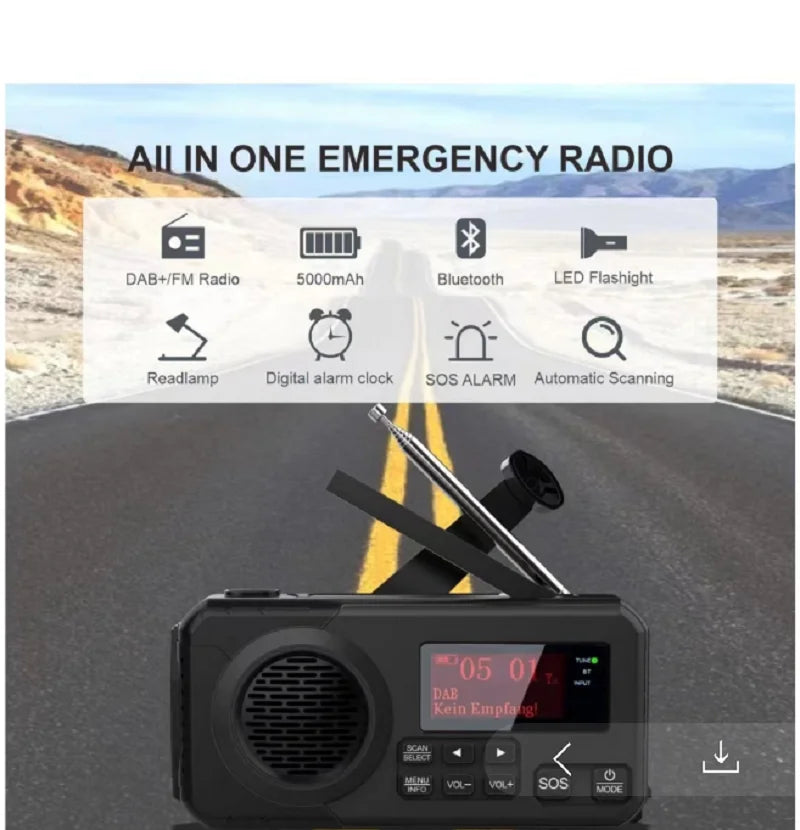 Versatile DAB/DAB+/FM Digital Radio with Solar and Hand Crank Recharge image 2