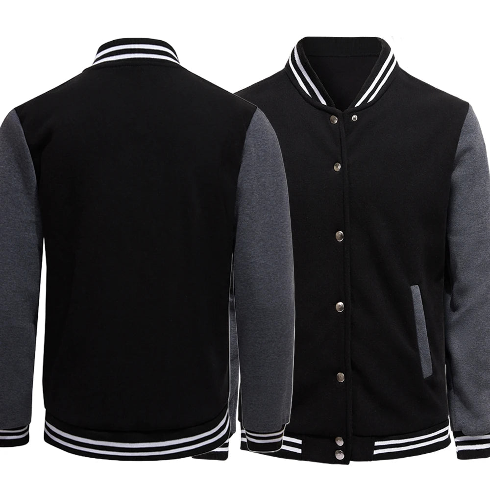 Black Gray White Solid Color Oversize Jacket – Unisex Street Style image 2