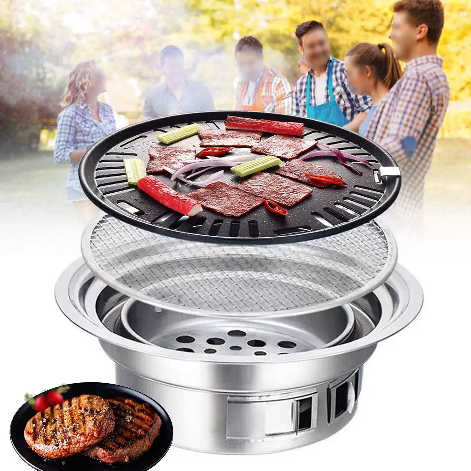 Japanese / Korean Style Stainless Steel Hibachi BBQ Grill – Portable and Versatile image 0