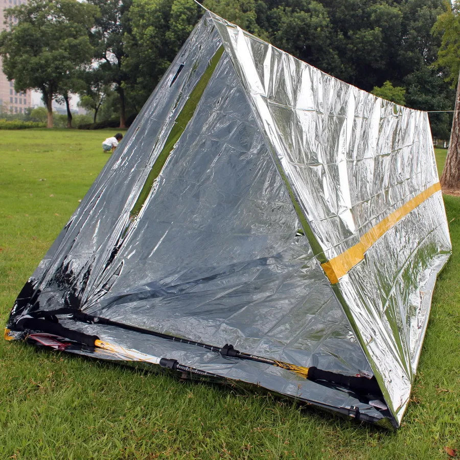 Outdoor Emergency Tent &amp; Survival Blanket – Essential Gear for Adventurers - silvery image