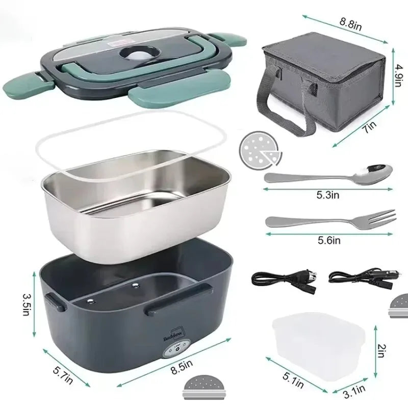 Portable Electric Lunch Box – Stainless Steel Food Warmer for All Settings image 0