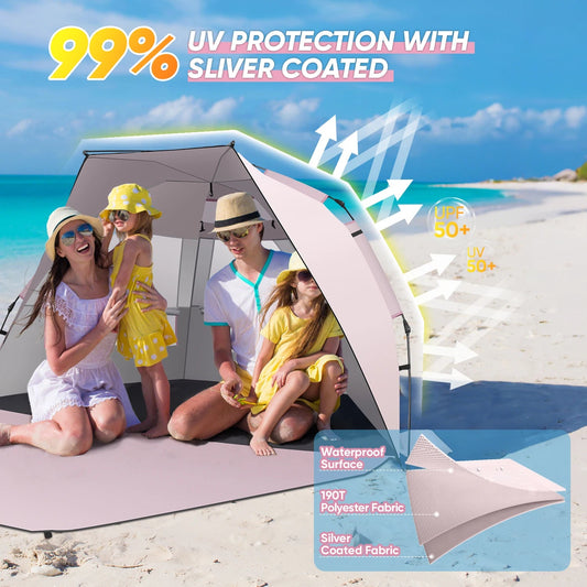 Beach Tent Sun Shelter – Portable Shade Canopy for Family Fun image 1