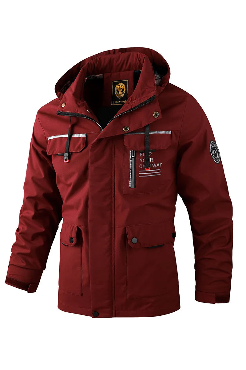 Fashion Men's Casual Windbreaker Jackets – Hooded &amp; Waterproof Winter Coat - Picture color 3, 6XL image