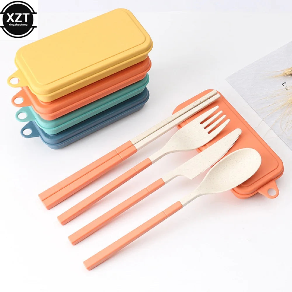 Foldable Wheat Straw Cutlery Set – Eco-friendly Travel Dinnerware image 1