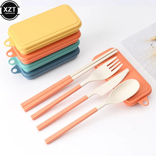 Foldable Wheat Straw Cutlery Set – Eco-friendly Travel Dinnerware image 1
