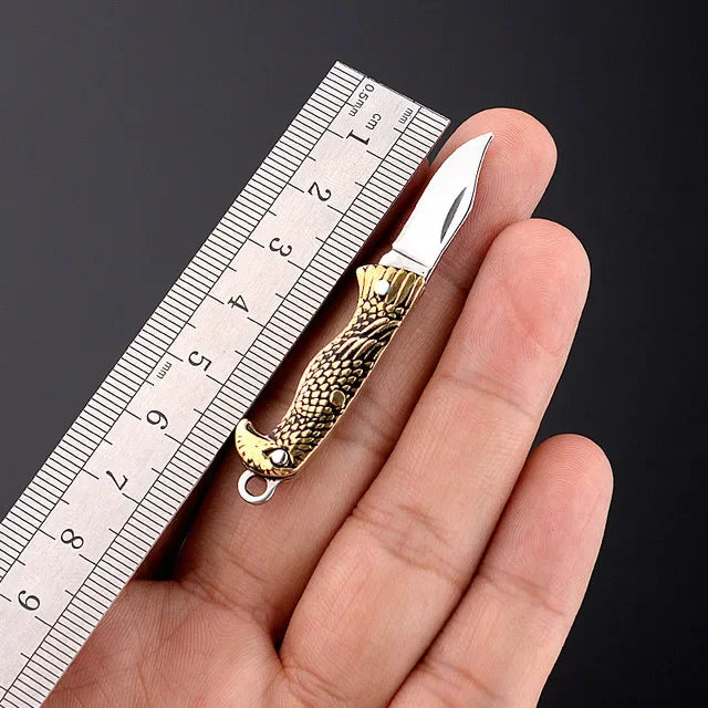 Stainless Steel Mini Mountain Axe – Compact Outdoor Camping Knife - Brass-I image