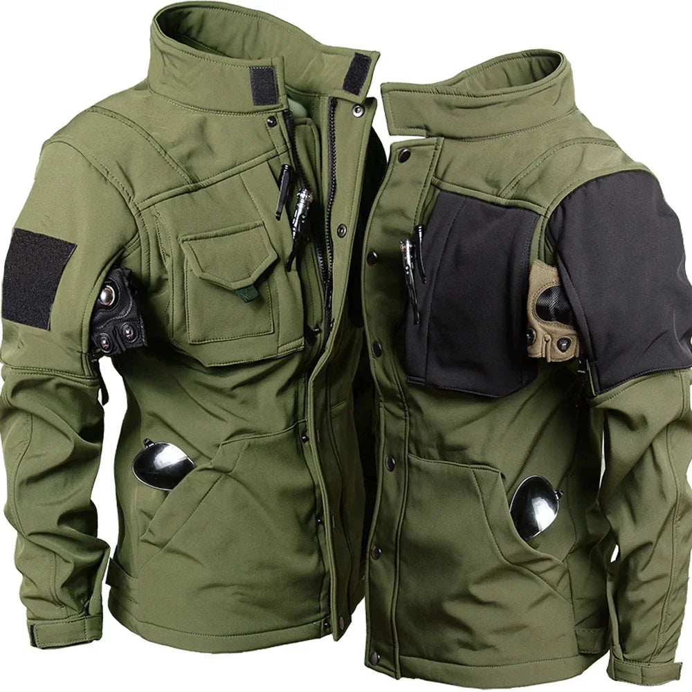 Winter Fleece Jacket for Men – Tactical Motorcycle Coat - green, XXXL image