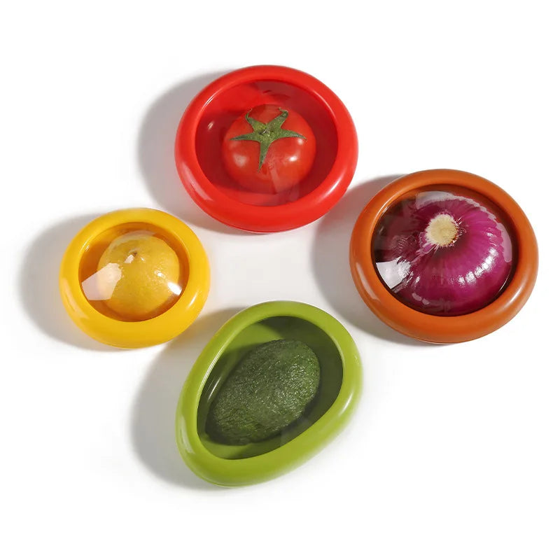 Silicone Fruit &amp; Vegetable Fresh-Keeping Box Set – Portable &amp; Stackable Containers - 4PCS image