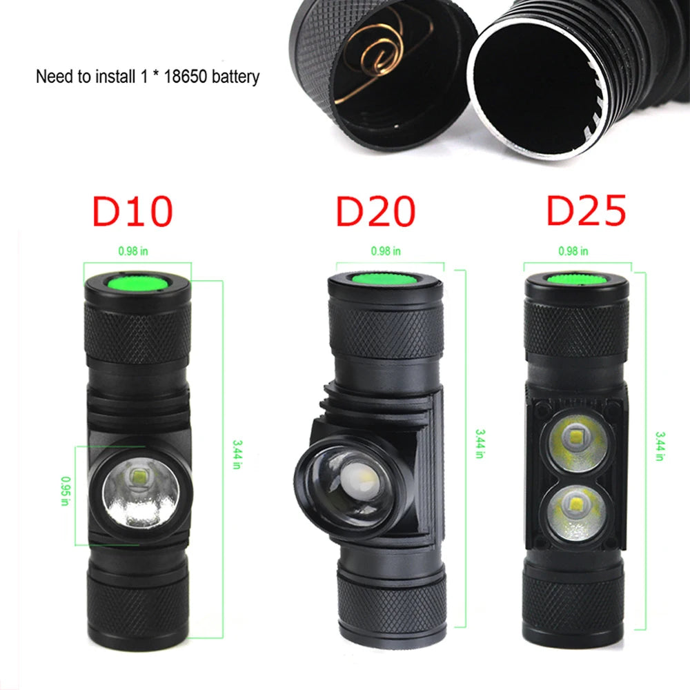 BORUiT D10/D25 LED Headlamp – Rechargeable Flashlight for Outdoor Adventures image 1
