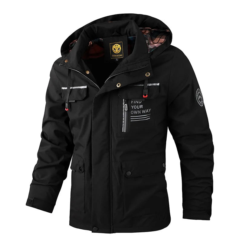 Fashion Men's Casual Windbreaker Jackets – Hooded &amp; Waterproof Winter Coat - Picture color 2, M image