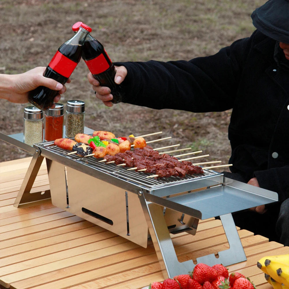 Stainless Steel Folding Barbecue Grill – Portable &amp; Smokeless Outdoor Cooking image 3