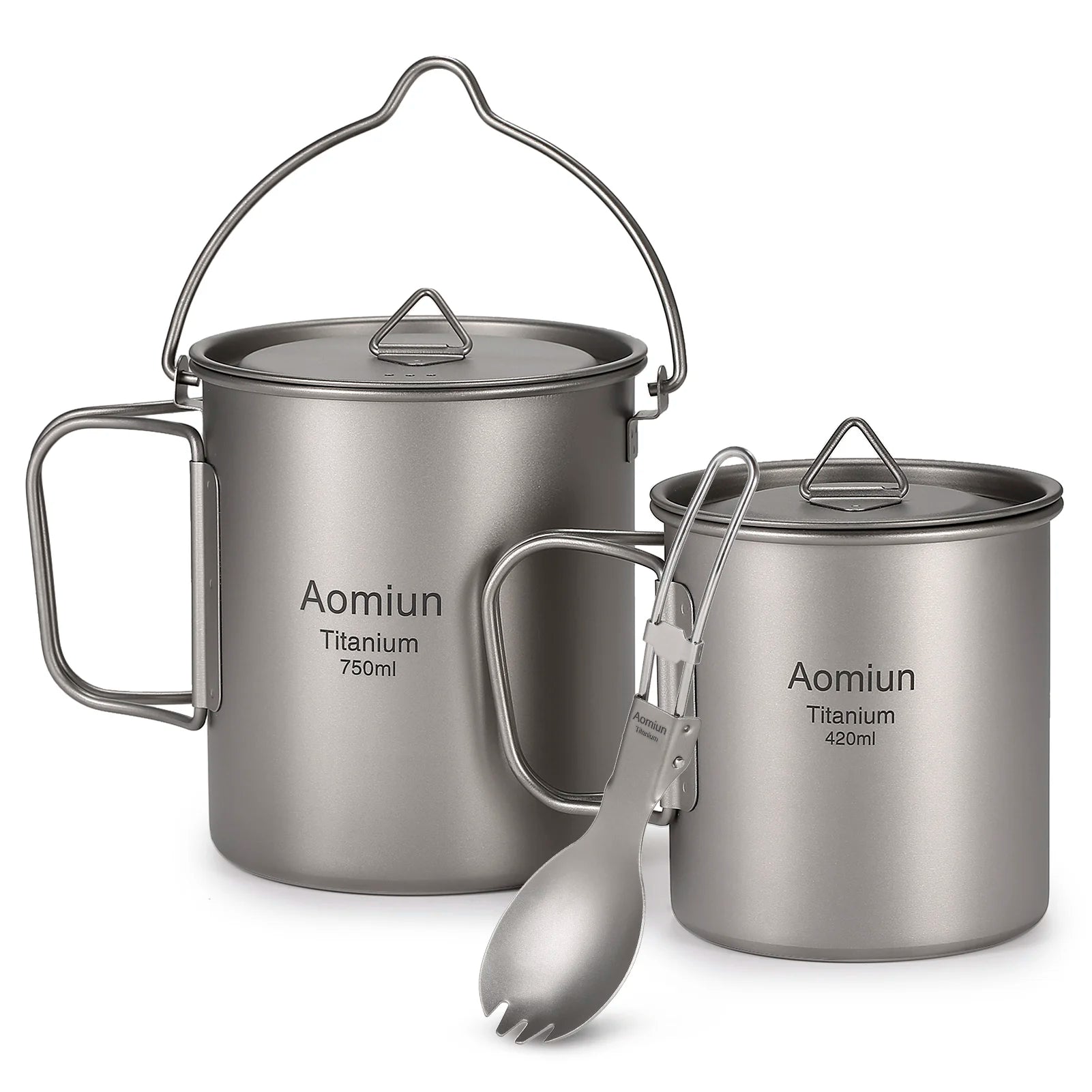 Lightweight Titanium Camping Cookware Set – Pot, Cup, and Spork image 6
