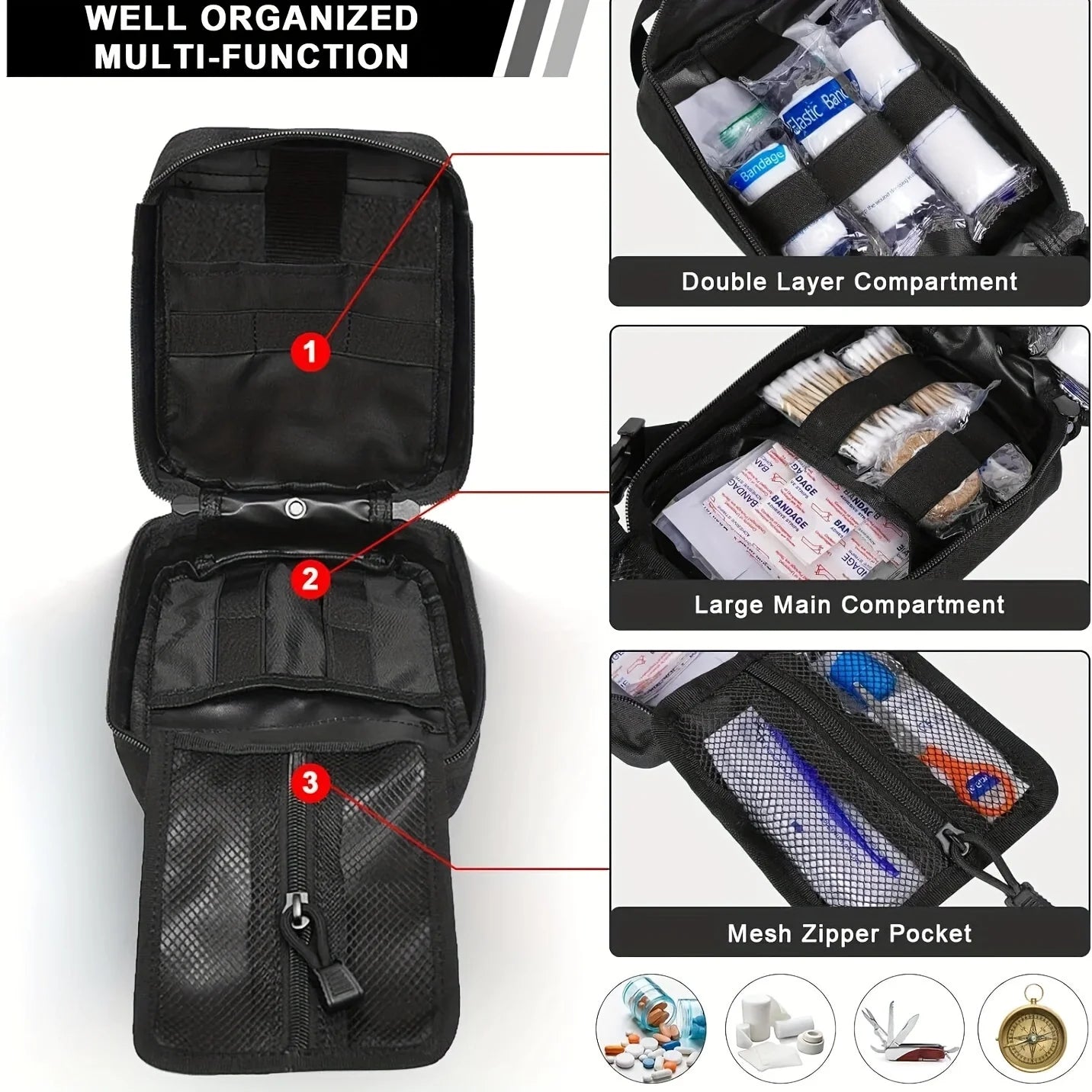 205 pcs Outdoor General Purpose First Aid Kit – Essential for Home and Travel image 2