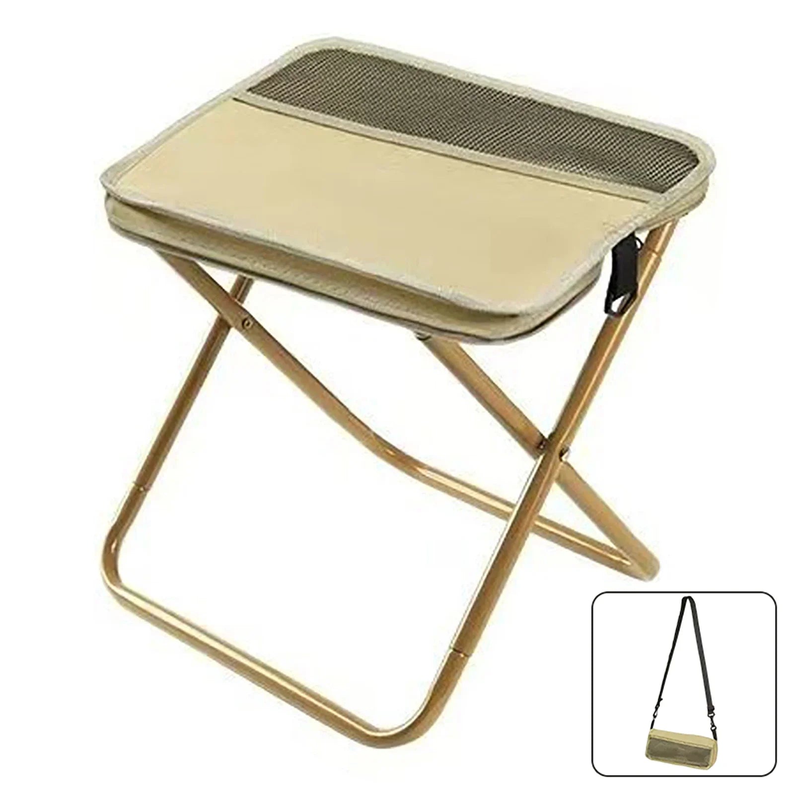 Foldable Backpack Stool – Portable Camping Chair for Outdoor Adventures - Beige L image
