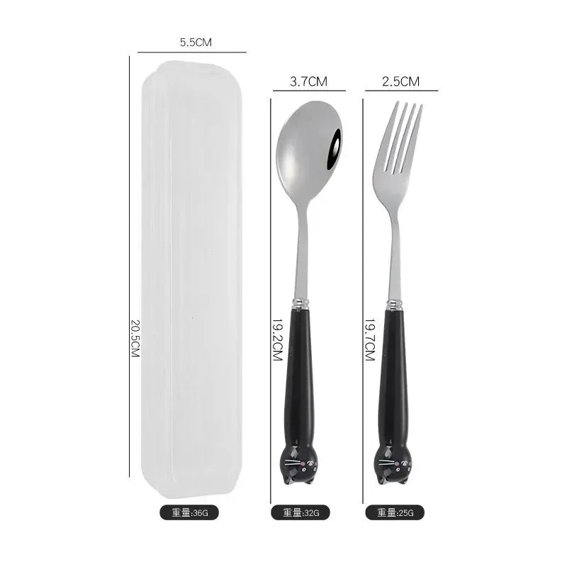 Portable Cartoon Tableware Set for Kids – Fun &amp; Durable Utensils with Case image 14
