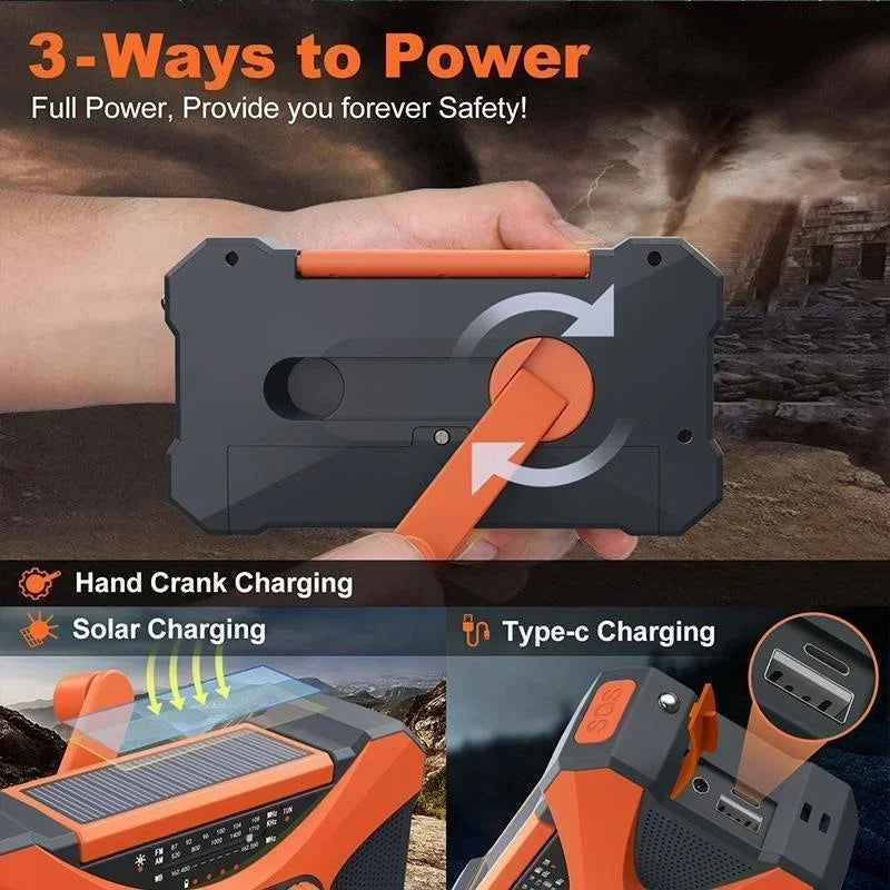 Stay Prepared with the Multifunctional 10000mAh Solar Crank Radio image 3