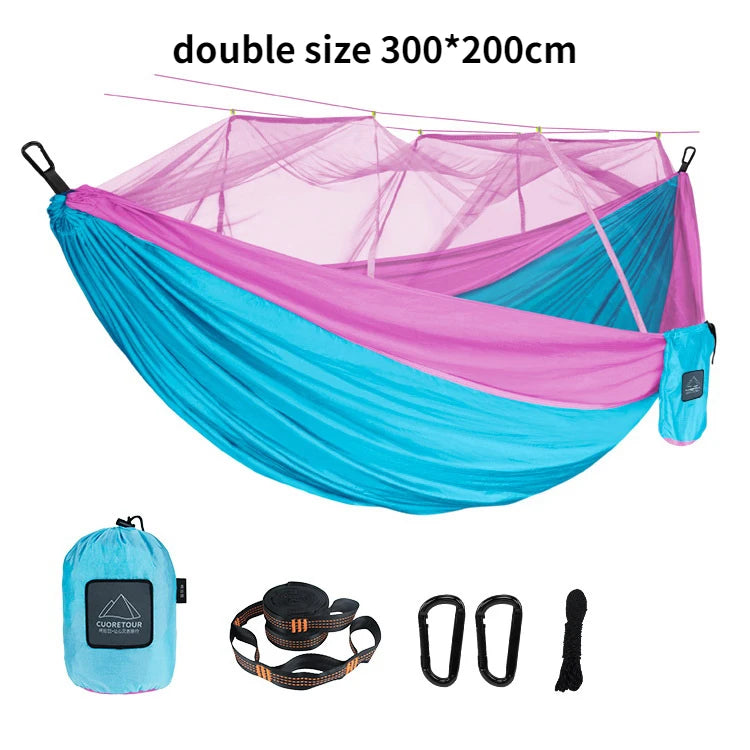 Portable Nylon Camping Hammock with Mosquito Net – Single &amp; Double Size image 13