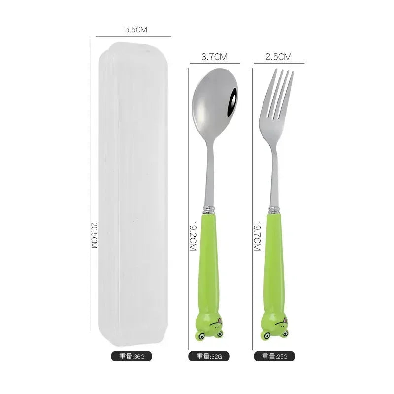Portable Cartoon Tableware Set for Kids – Fun &amp; Durable Utensils with Case image 9