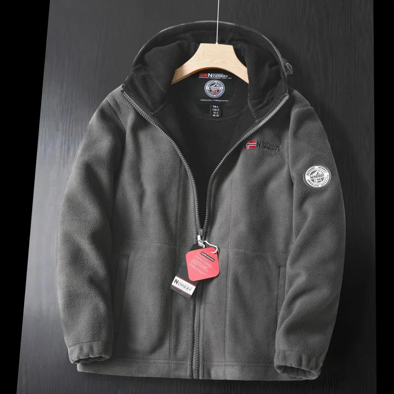 2024 Brand Winter Fleece Jacket – Men's Fashionable Warm Hooded Coat - GRAY, XS（old） image