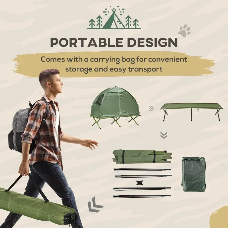Outsunny Camping Tent Cot – Single Person Off-Ground Shelter Combo image 5