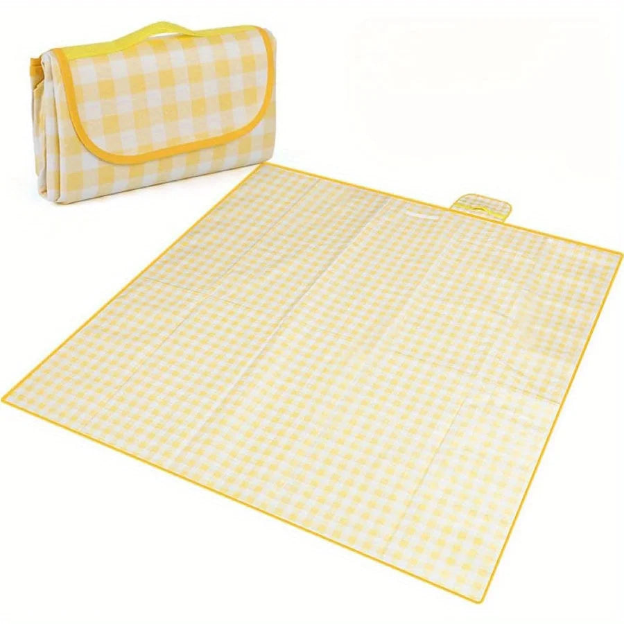 Yellow Green Red Foldable Picnic Mat – Perfect for Outdoor Adventures - Yellow image