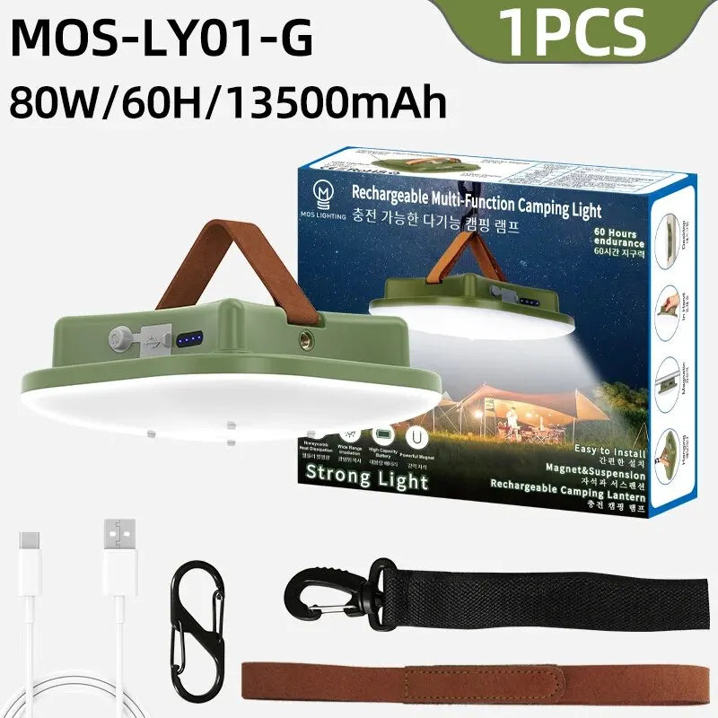 Rechargeable LED Camping Lantern – Versatile Outdoor &amp; Emergency Light - MOS-LY01 Green 1PCS image