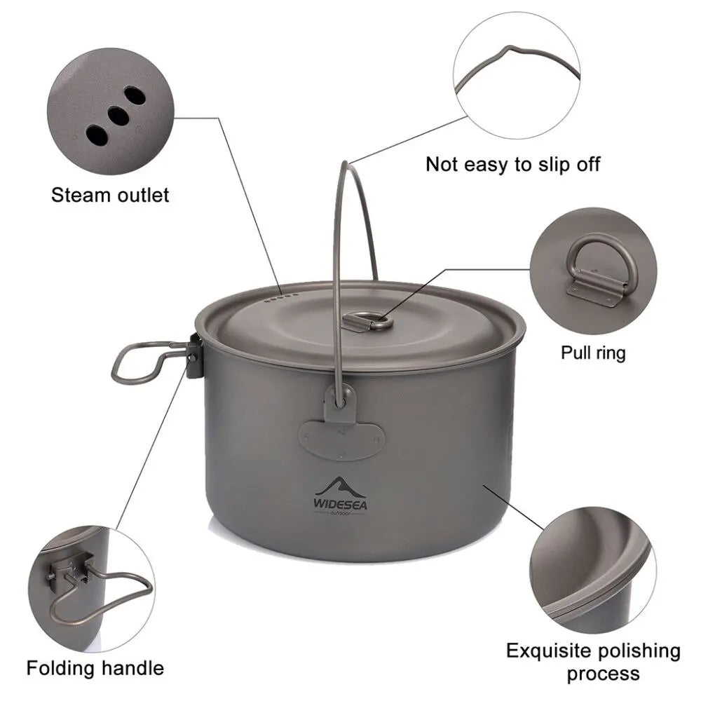 Widesea Camping Tableware Titanium Cookware Set – Ultimate Outdoor Cooking Companion image 2