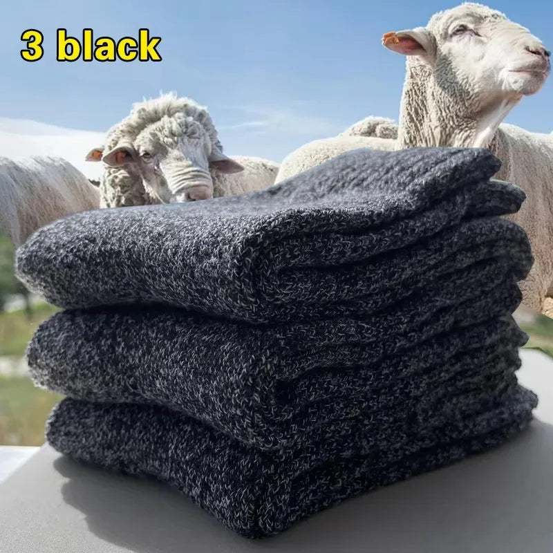 Cozy Comfort: Thick Woolen Socks for Men – Perfect for Autumn &amp; Winter - 3 Pairs  KZ049-6 image