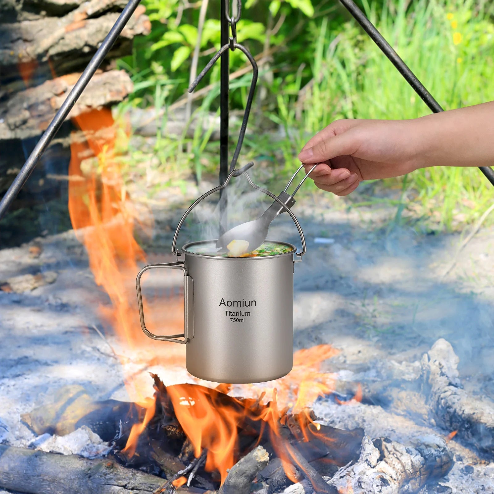 Lightweight Titanium Camping Cookware Set – Pot, Cup, and Spork image 3