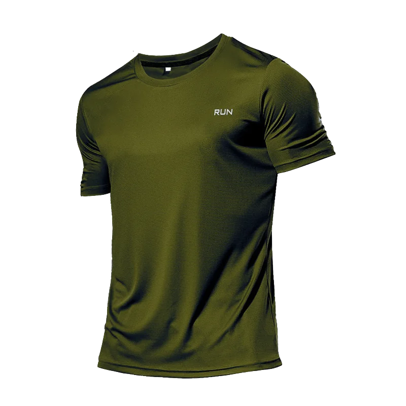 High Quality Polyester Men's Quick Dry Running T-Shirt – Perfect for Fitness and Training - Army Green, XXL (72.5-80 KG) image