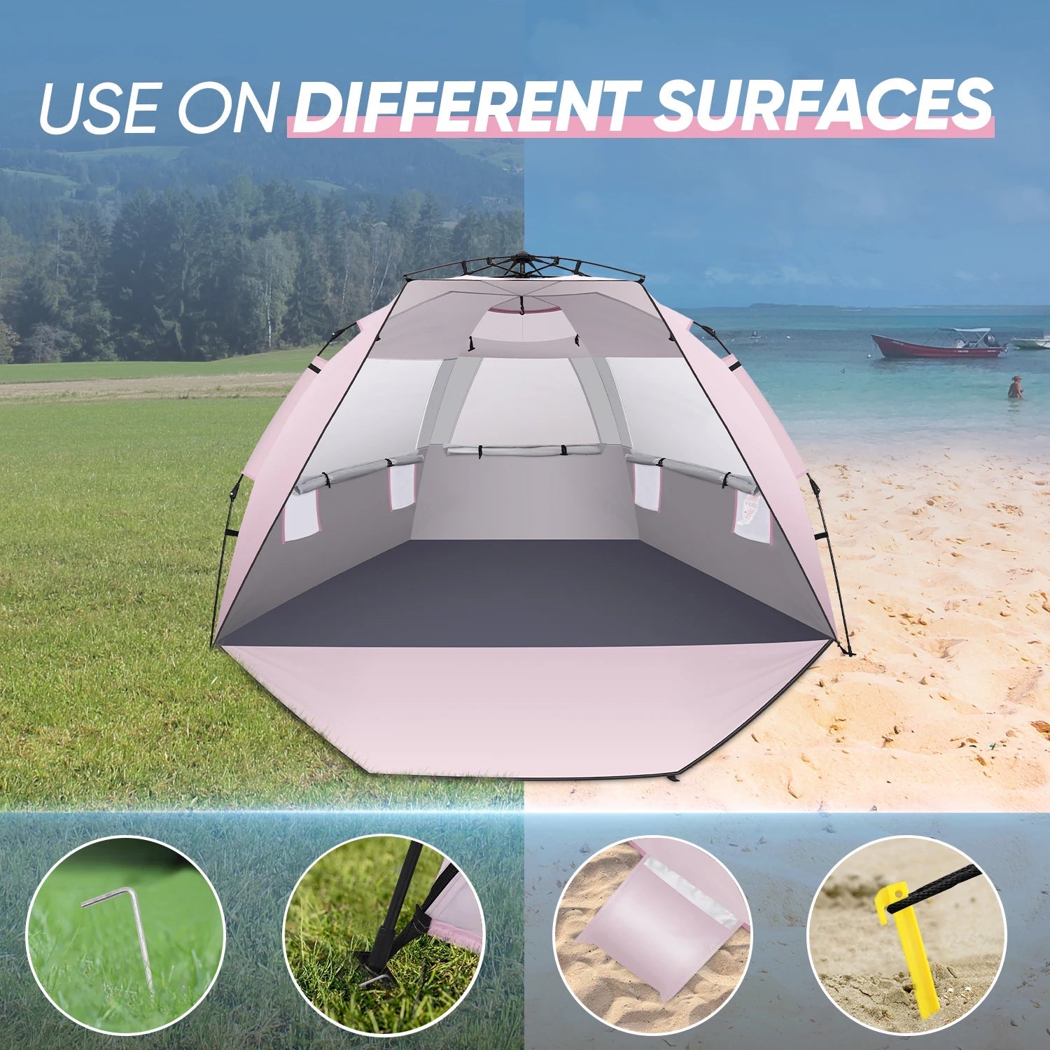 Beach Tent Sun Shelter – Portable Shade Canopy for Family Fun image 2