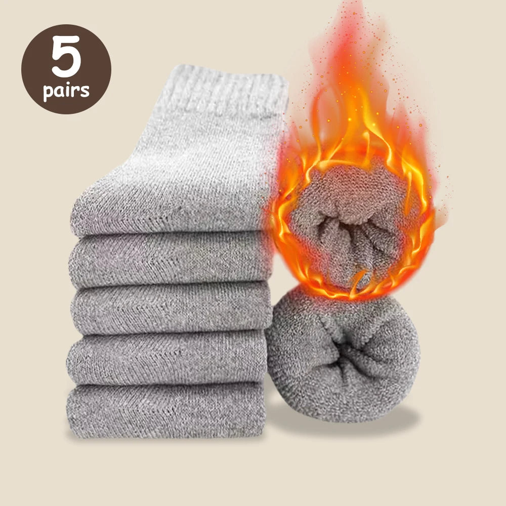 Cozy Comfort: Thick Woolen Socks for Men – Perfect for Autumn &amp; Winter - 5 Pairs  KZ049-4 image