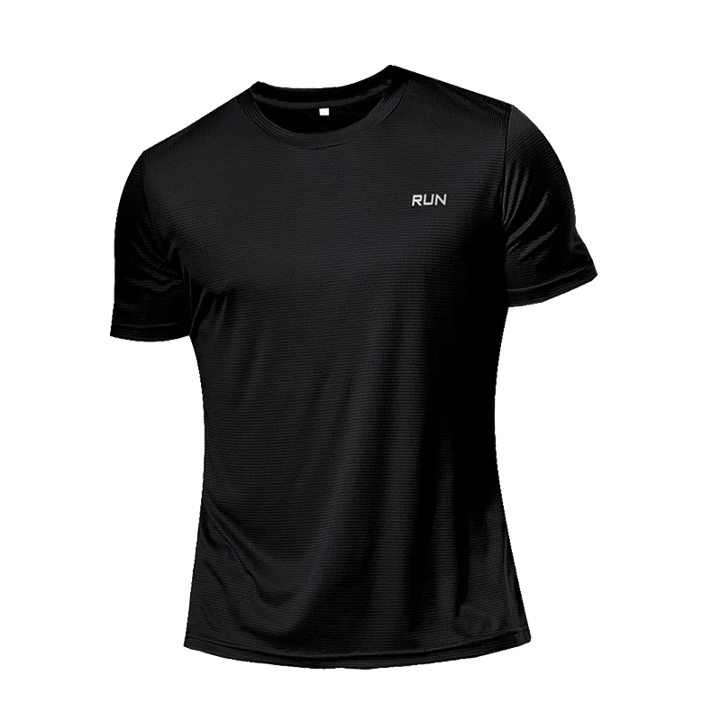 High Quality Polyester Men's Quick Dry Running T-Shirt – Perfect for Fitness and Training - Black, M (45-55 KG) image