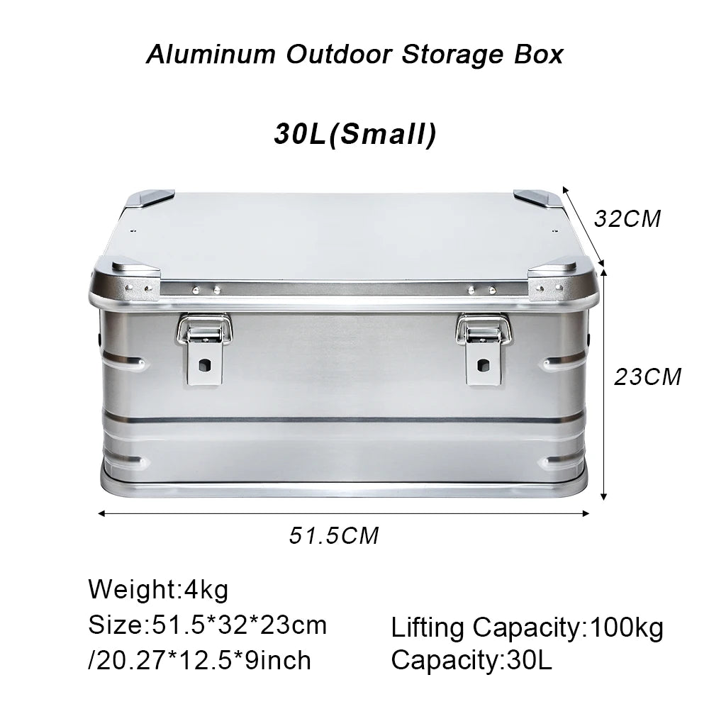 30-80L Aluminum Alloy Large Capacity Storage Box for Outdoor Adventures - sliver 30L image