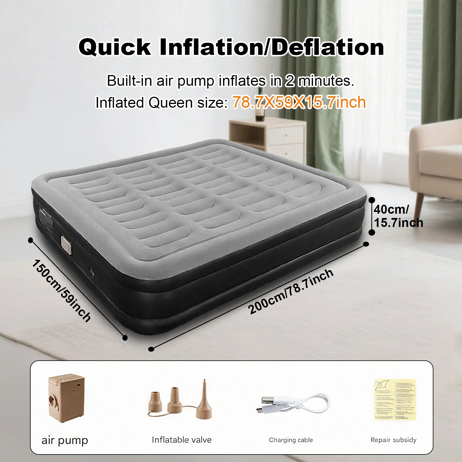 Comfortable 1-2 Person PVC Automatic Inflatable Mattress image 6